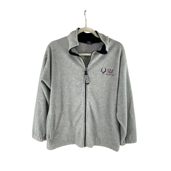 Beijing 08 USA Olympic Gray Fleece Jacket Full Zip M Sporty Athletic - Picture 5 of 6